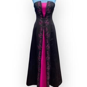 Vintage Morgan Co Strapless Prom Dress Maxi Gown 3/4 Y2K Goth Fairy Corset